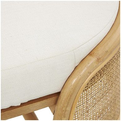 Stella & Eve Rattan Handmade Oval Bench with Fabric Cushion