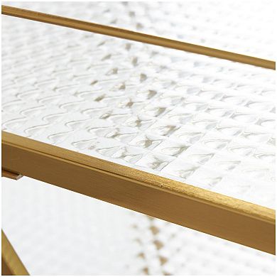 Stella & Eve 3-Tier Metal Rolling Glass Shelf Bar Cart with Side Guards and Handle