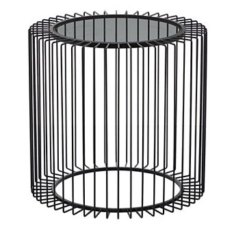 Stella & Eve Metal Open Wire Frame Accent Table with Glass Top