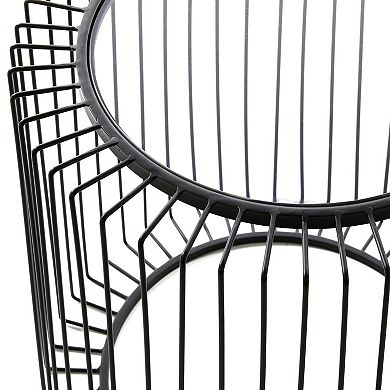 Stella & Eve Metal Open Wire Frame Accent Table with Glass Top