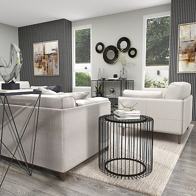 Stella & Eve Metal Open Wire Frame Accent Table with Glass Top