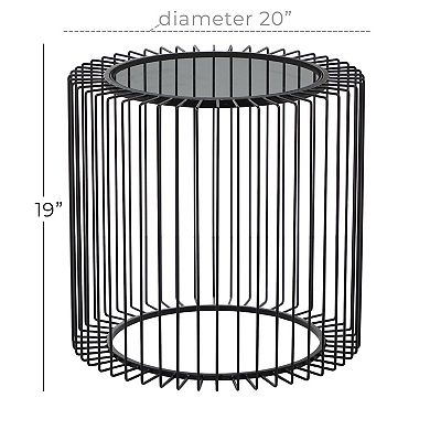 Stella & Eve Metal Open Wire Frame Accent Table with Glass Top