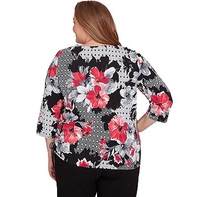 Plus Size Alfred Dunner Patchwork Diamond Floral Top