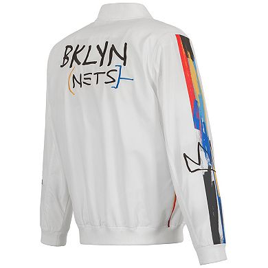 Men's JH Design White Brooklyn Nets 2022/23 City Edition Full-Zip Nylon Bomber Jacket