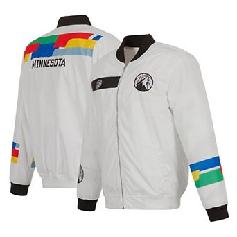 Men's JH Design White Minnesota Timberwolves 2022/23 City Edition Full-Zip Nylon Bomber Jacket