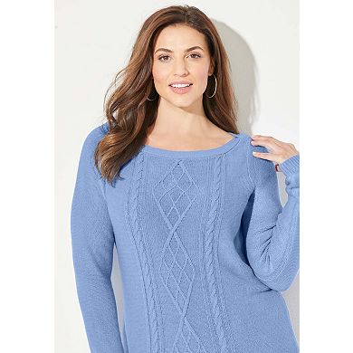 Catherines Women's Plus Size Petite Cashmiracle; Cable Sweater