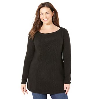 Catherines Women's Plus Size Petite Cashmiracle Cable Sweater