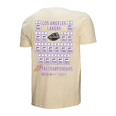 Men's Mitchell & Ness Cream Los Angeles Lakers Hardwood Classics Champions Vintage T-Shirt