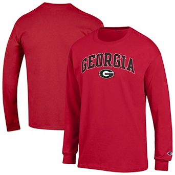 Men's Champion Red Georgia Bulldogs Arch Over Logo 2-Hit Long Sleeve T-Shirt