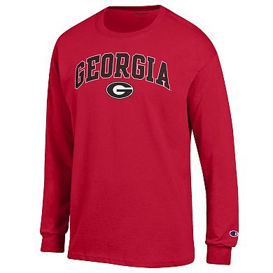 Men's Champion Red Georgia Bulldogs Arch Over Logo 2-Hit Long Sleeve T-Shirt