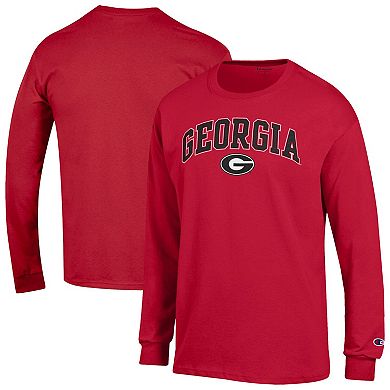 Men's Champion Red Georgia Bulldogs Arch Over Logo 2-Hit Long Sleeve T-Shirt