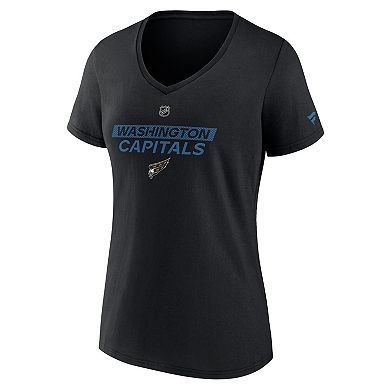 Women's Fanatics Black Washington Capitals Authentic Pro Alt Logo V-Neck T-Shirt