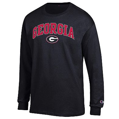Men's Champion Black Georgia Bulldogs Arch Over Logo 2-Hit Long Sleeve T-Shirt