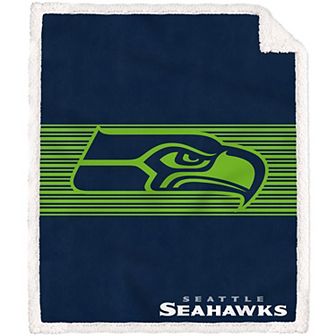 Seattle Seahawks 50'' x 60'' Center Stripe Sherpa Trim Blanket