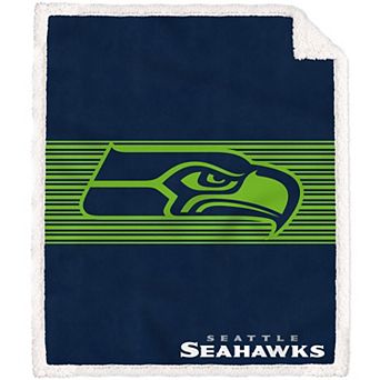 Seattle Seahawks 50'' x 60'' Center Stripe Sherpa Trim Blanket