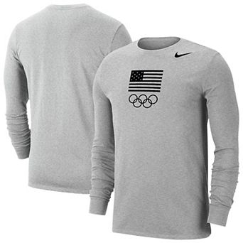 Men's Nike Heather Gray Team USA Performance Long Sleeve T-Shirt