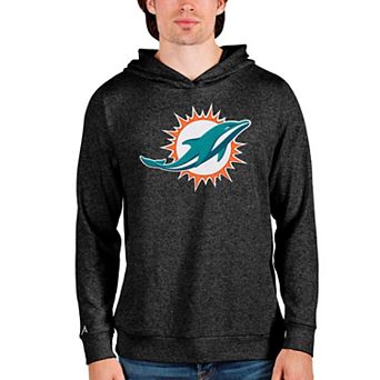 Men's Antigua Heathered Black Miami Dolphins Team Absolute Pullover Hoodie