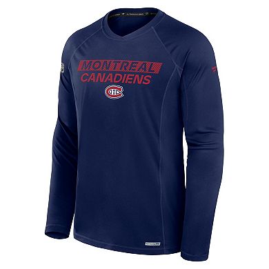 Men's Fanatics Navy Montreal Canadiens Authentic Pro Rink Tech Raglan Long Sleeve T-Shirt