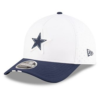 Men's New Era White/Navy Dallas Cowboys 2025 NFL Training Camp A-Frame 9FORTY Adjustable Hat