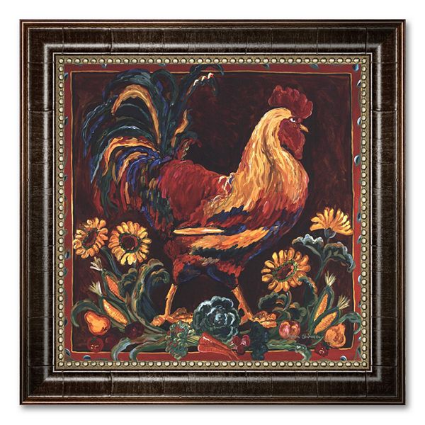 Rooster Rustic Framed Canvas Art By Suzanne Etienne