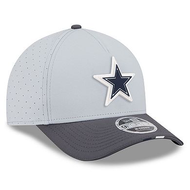 Men's New Era Gray/Graphite Dallas Cowboys 2025 NFL Training Camp A-Frame 9FORTY Adjustable Hat