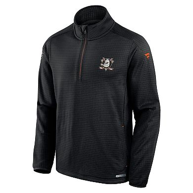Men's Fanatics Black Anaheim Ducks Authentic Pro Rink Quarter-Zip Top