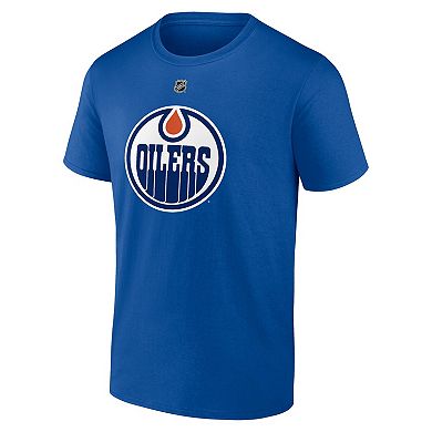 Men's Fanatics Leon Draisaitl Royal Edmonton Oilers Authentic Stack Name & Number T-Shirt