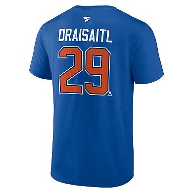 Men's Fanatics Leon Draisaitl Royal Edmonton Oilers Authentic Stack Name & Number T-Shirt