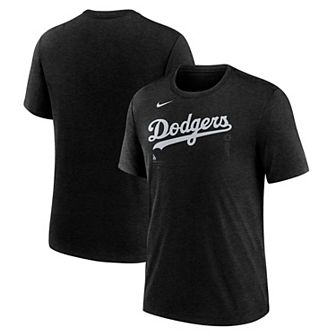 Men's Nike Heather Black Los Angeles Dodgers Lights Out Tri-Blend T-Shirt