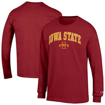 Men's Champion Cardinal Iowa State Cyclones Arch Over Logo 2-Hit Long Sleeve T-Shirt