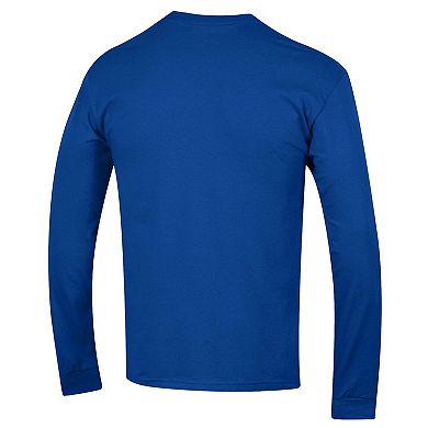 Men's Champion Royal Kansas Jayhawks Arch Over Logo 2-Hit Long Sleeve T-Shirt
