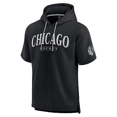 Men's Fanatics Black Chicago Blackhawks Elements Ready Short Sleeve Pullover Hoodie