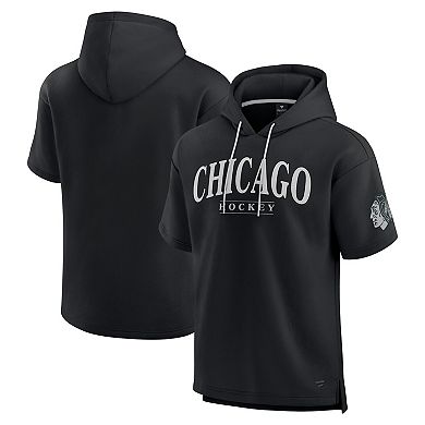 Men's Fanatics Black Chicago Blackhawks Elements Ready Short Sleeve Pullover Hoodie