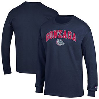 Men's Champion Navy Gonzaga Bulldogs Arch Over Logo 2-Hit Long Sleeve T-Shirt