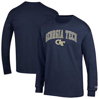 Men's Champion Navy Georgia Tech Yellow Jackets Arch Over Logo 2-Hit Long Sleeve T-Shirt