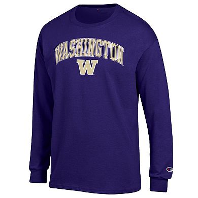 Men's Champion Purple Washington Huskies Arch Over Logo 2-Hit Long Sleeve T-Shirt