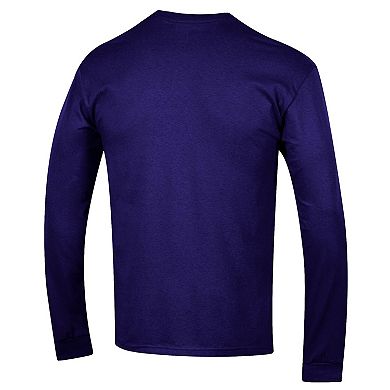 Men's Champion Purple Washington Huskies Arch Over Logo 2-Hit Long Sleeve T-Shirt