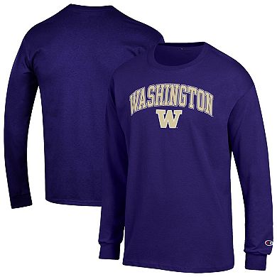 Men's Champion Purple Washington Huskies Arch Over Logo 2-Hit Long Sleeve T-Shirt