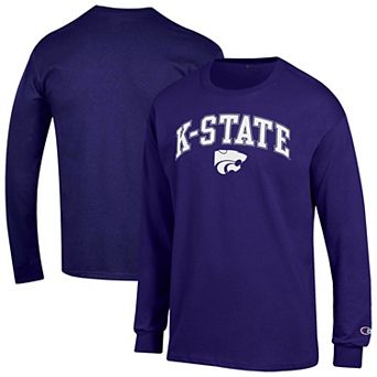 Men's Champion Purple Kansas State Wildcats Arch Over Logo 2-Hit Long Sleeve T-Shirt