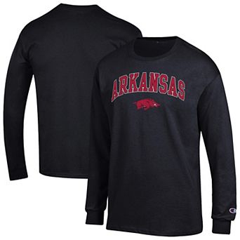 Men's Champion Black Arkansas Razorbacks Arch Over Logo 2-Hit Long Sleeve T-Shirt