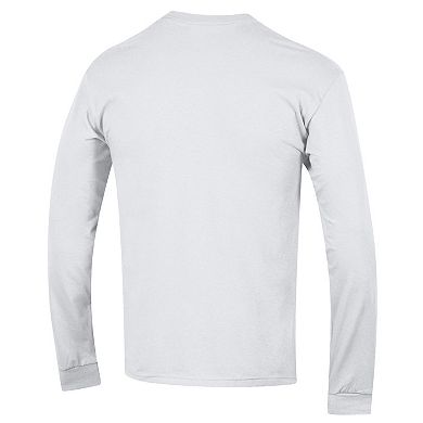 Men's Champion White Kansas Jayhawks Arch Over Logo 2-Hit Long Sleeve T-Shirt