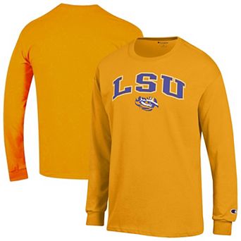 Men's Champion Gold LSU Tigers Arch Over Logo 2-Hit Long Sleeve T-Shirt