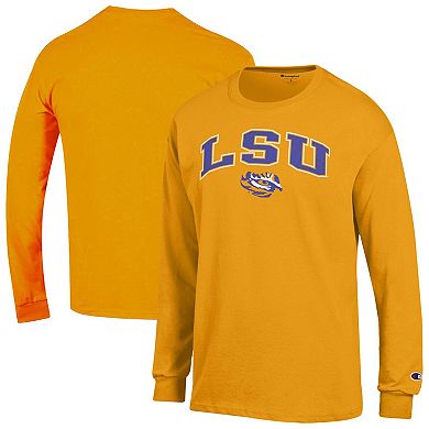 Men's Champion Gold LSU Tigers Arch Over Logo 2-Hit Long Sleeve T-Shirt
