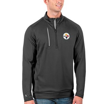 Men's Antigua Charcoal/Silver Pittsburgh Steelers Generation Quarter-Zip Pullover Jacket