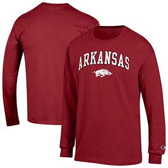 Men's Champion Cardinal Arkansas Razorbacks Arch Over Logo 2-Hit Long Sleeve T-Shirt