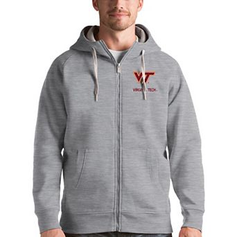 Men's Antigua Gray Virginia Tech Hokies Victory Full-Zip Hoodie
