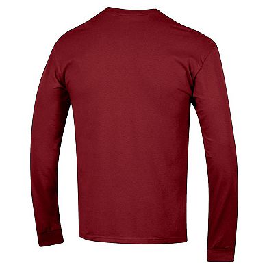 Men's Champion Crimson Washington State Cougars Arch Over Logo 2-Hit Long Sleeve T-Shirt