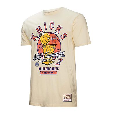 Men's Mitchell & Ness Cream New York Knicks Hardwood Classics Champions Vintage T-Shirt
