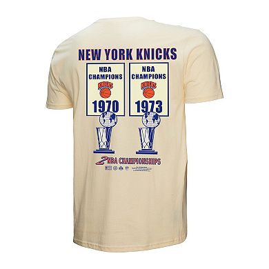 Men's Mitchell & Ness Cream New York Knicks Hardwood Classics Champions Vintage T-Shirt
