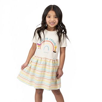 The Juniper Shop Mini Smiley Keep On Smiling Rainbow Toddler Dress